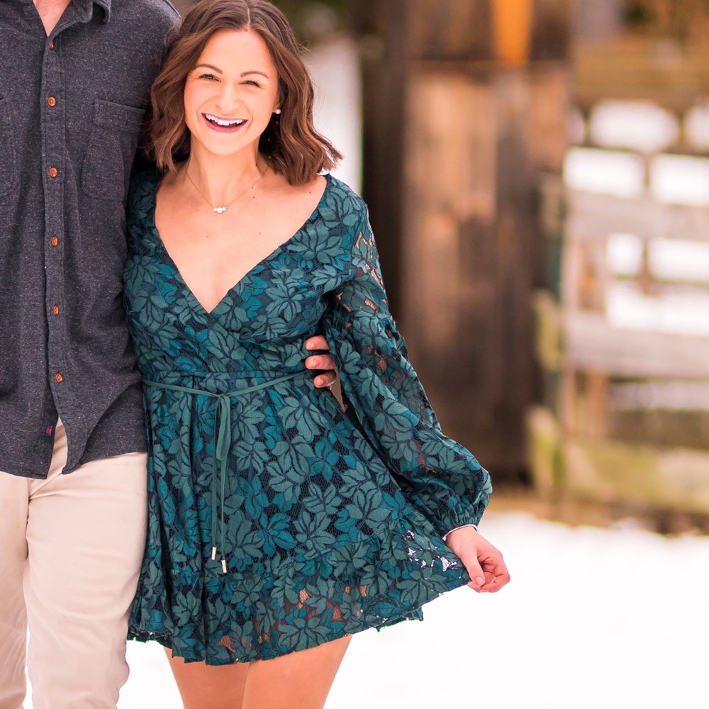 Hello molly green lace mini dress